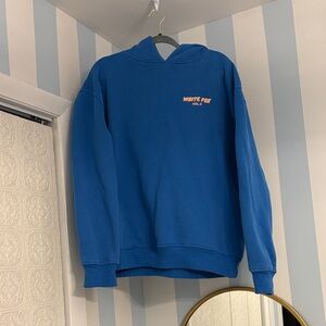 White Fox Blue Hoodie Sweatshirt Oversized Cozy Streetwear
